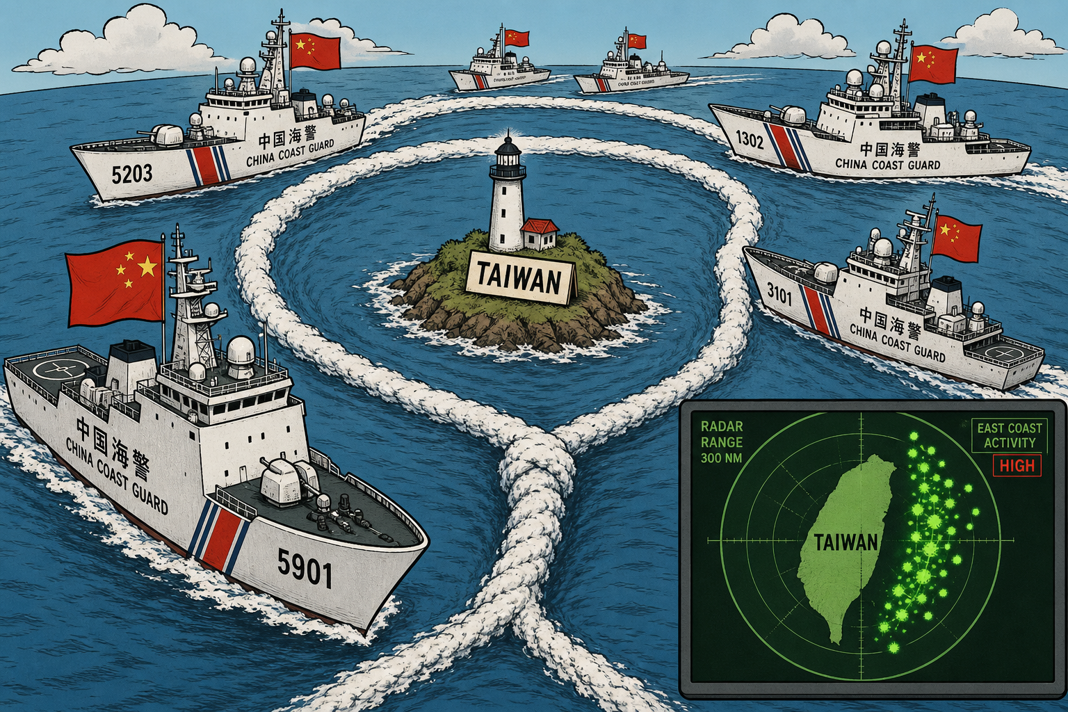 China's Coast Guard Rotated Fresh Ships Off Taiwan's Back Door — and It Isn't Leaving