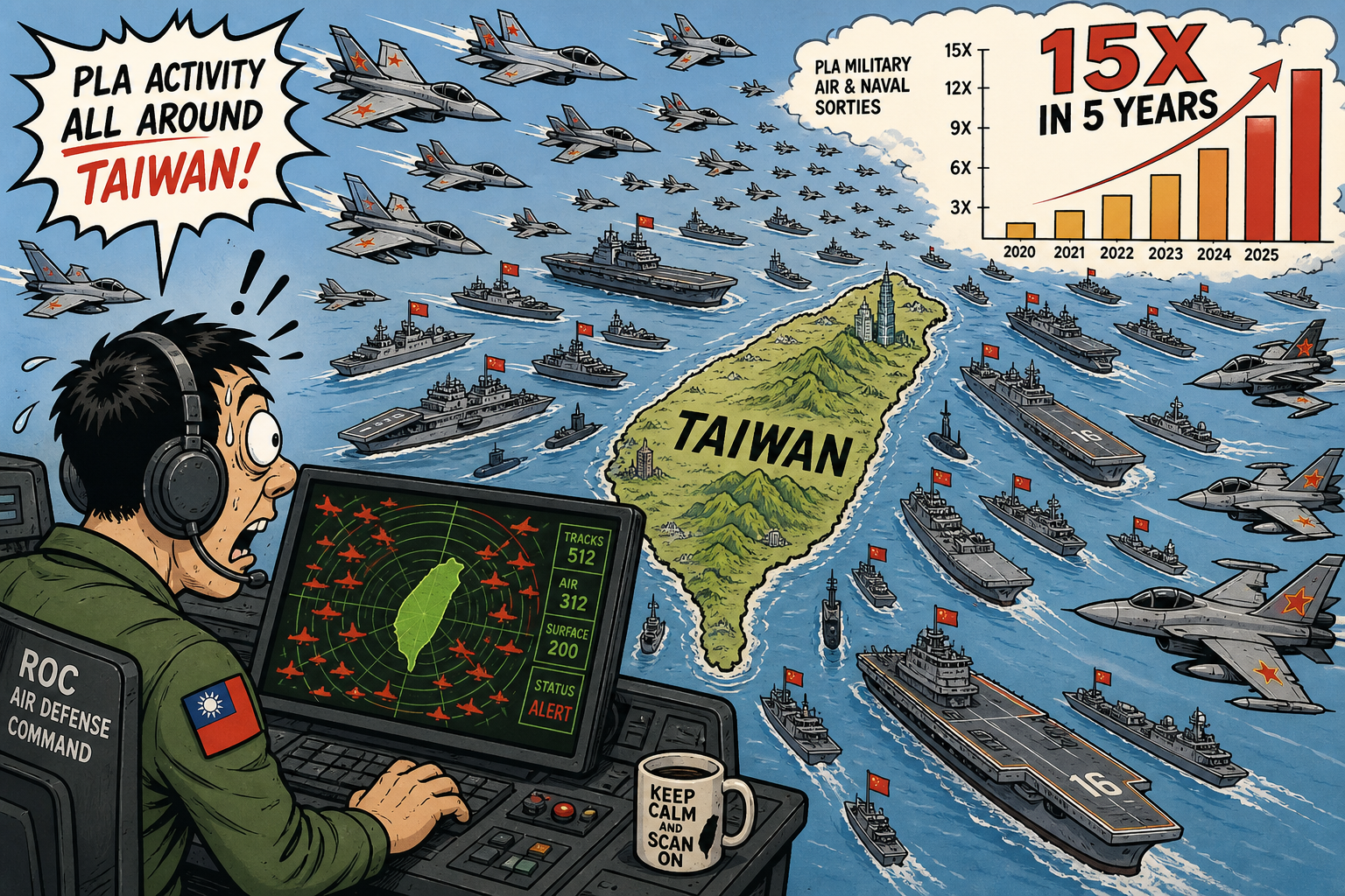 Fifteen-Fold in Five Years: China Made the Taiwan Strait a Daily Rehearsal