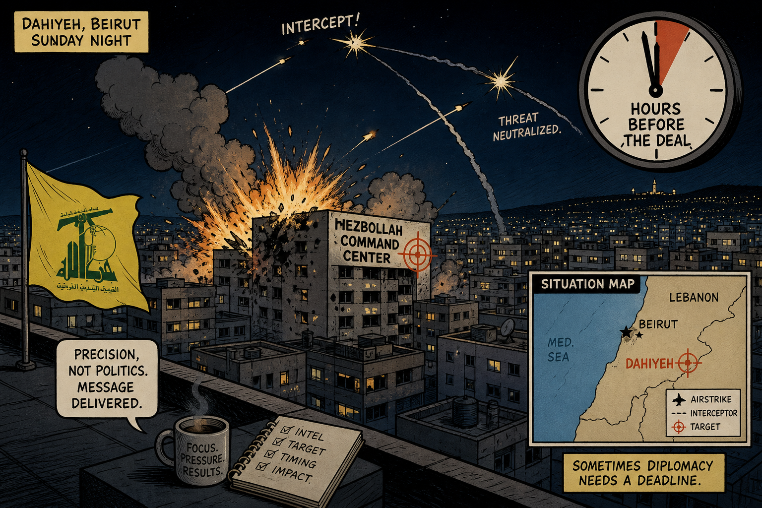 Israel Hit Hezbollah's Beirut Command Centers Hours Before the Iran Deal. Trump Was Furious.