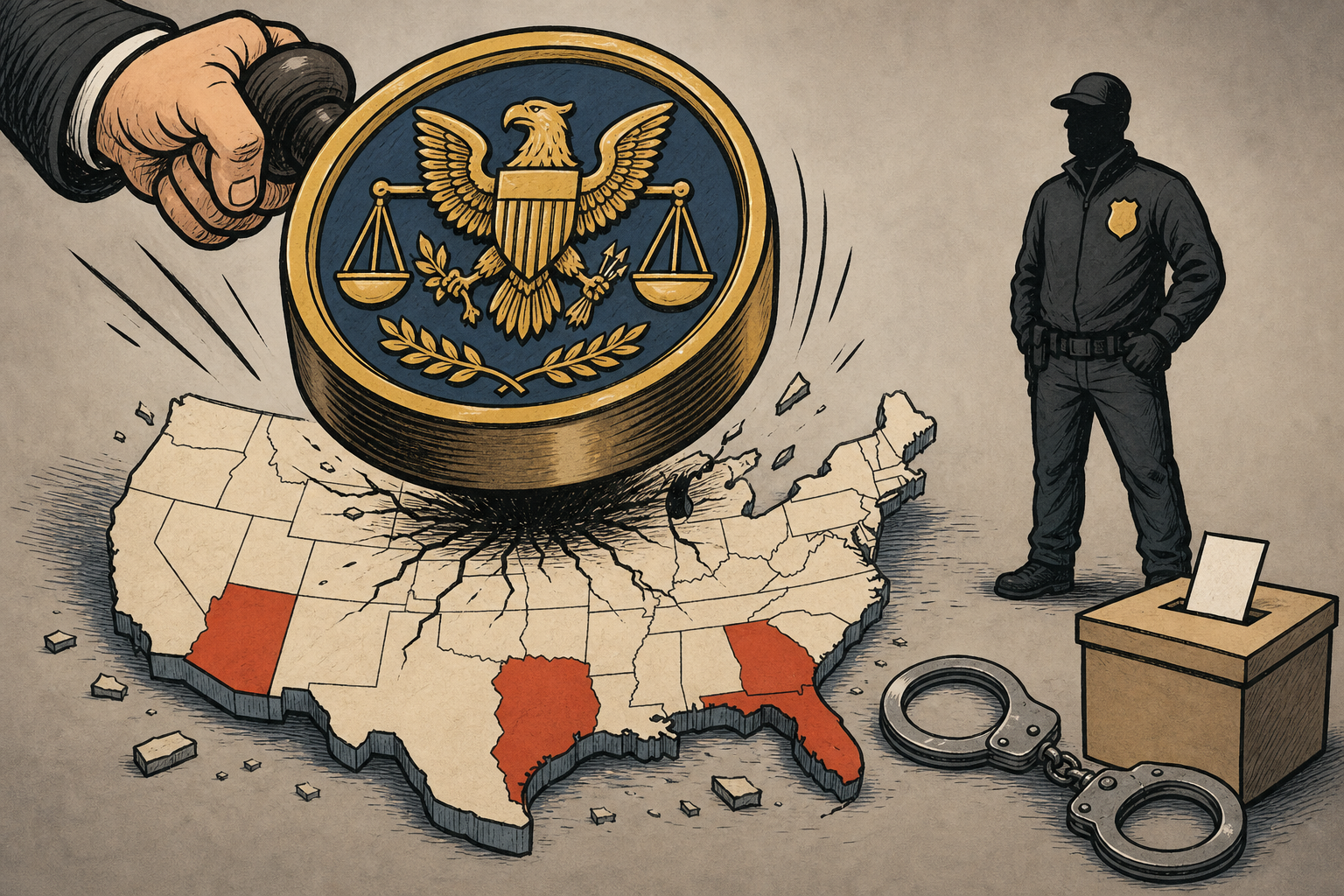 She Asked Agents Why She Was Being Arrested. Their Answer Was One Word. The Justice Department Says Four More Names Now Share It — Across Three Battleground States.