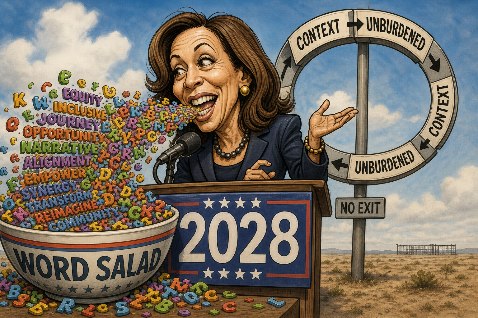 Kamala Harris Is 2028's Frontrunner by Default. The Word Salad Never Stopped.
