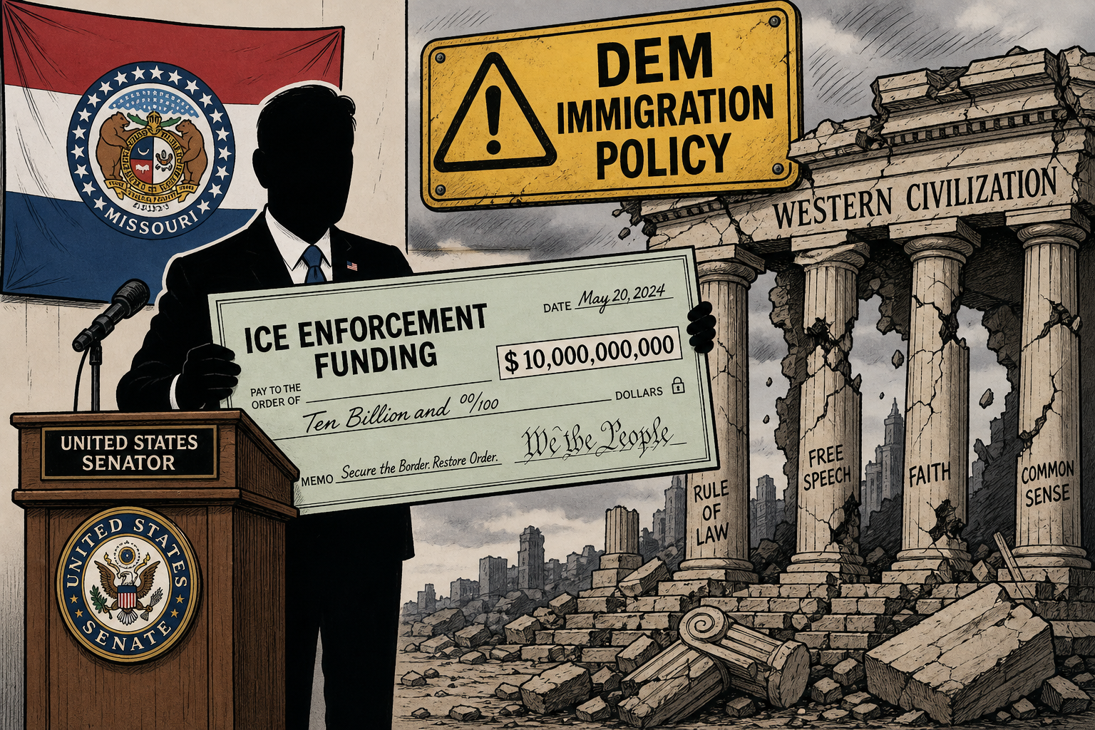 A Missouri Senator Just Won $350 Million for ICE. Then He Named the Stakes: Western Civilization.