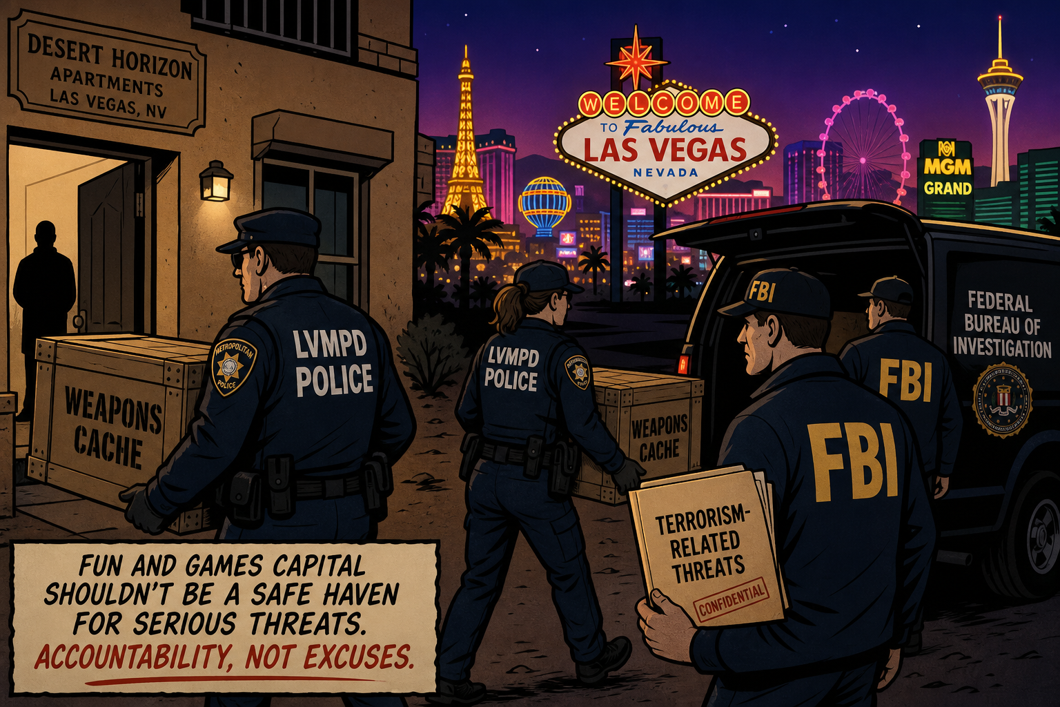 Fifty Guns, a Grenade Launcher, and an Alleged Vegas Strip Plot