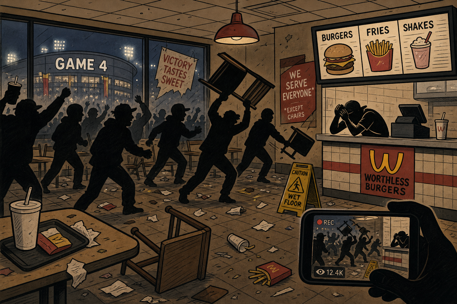 A Knicks Win, a Pile of Chairs, and a Bloodied Five Guys Worker. No Arrests.
