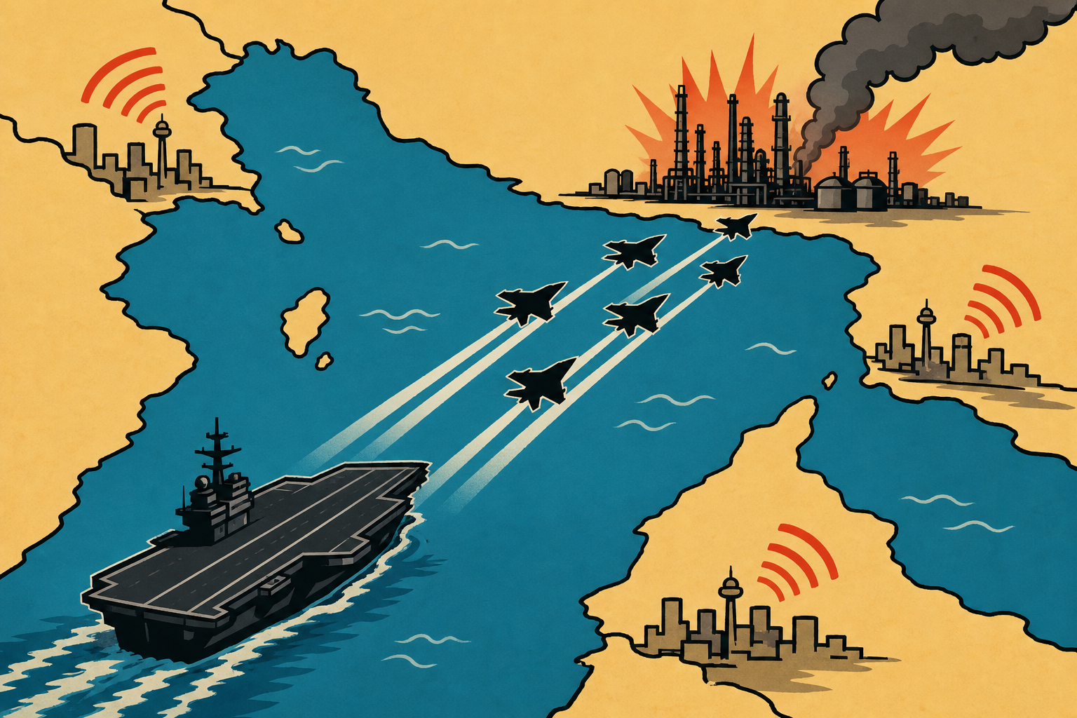 US Strikes Iran Again. Sirens Sound in Bahrain and Kuwait. Tehran Calls It an 'Existential War.'